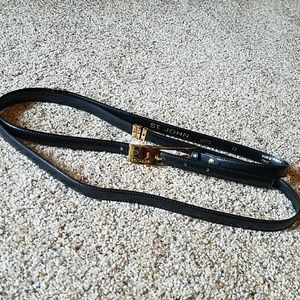 St. John black Italy leather double wrap belt